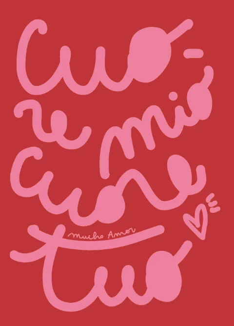 Amorino Mucho Amor «Cuore mio cuore tuo», biglietto d'amore illustrato a mano