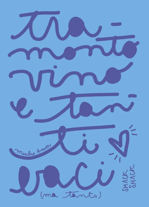 Amorino Mucho Amor «Tramonto vino e tanti baci», biglietto d'amore illustrato a mano